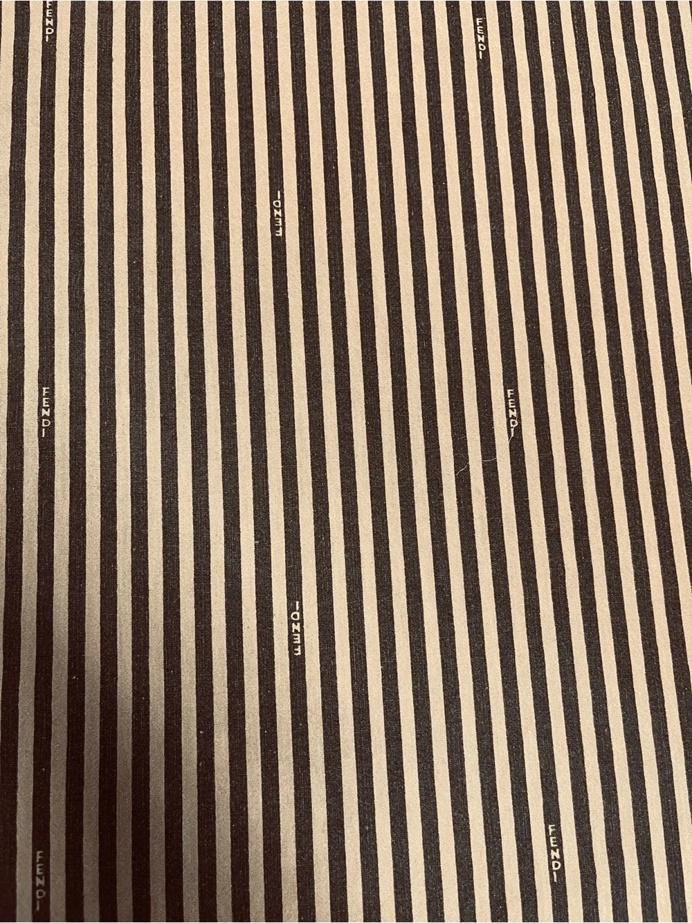 Vintage FENDI queen flat sheet logo Cotton Brown 0458 black stripe Designer